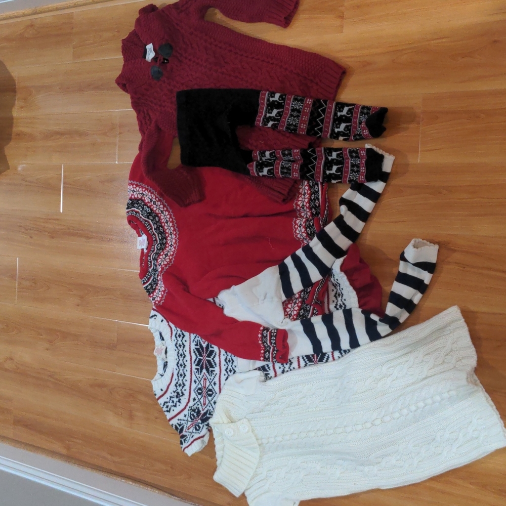 Girls sweater dresses and tights
